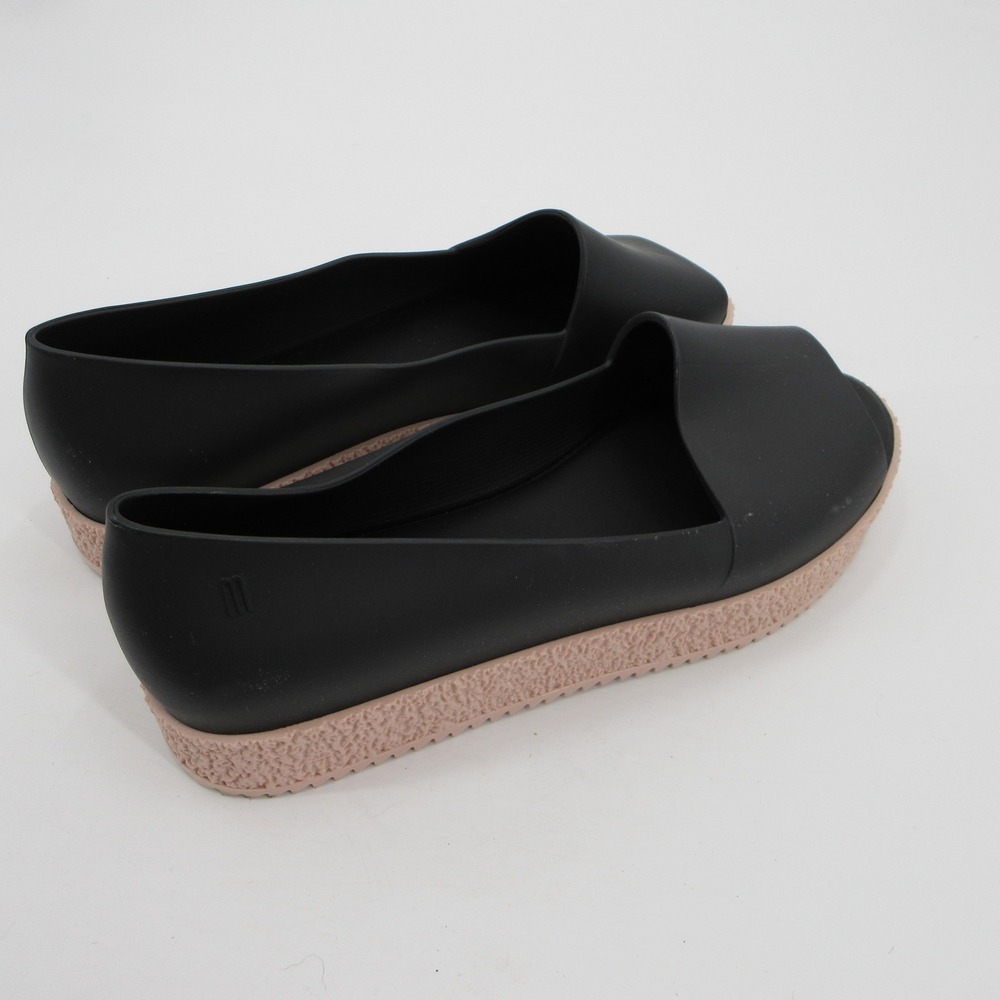 Melissa Hotness Women 10 Black Pink Platform Peep Toe Jelly Sandals Flatform - Picture 5 of 11